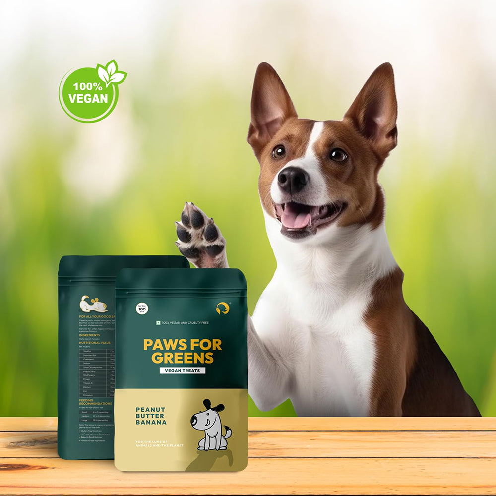 Paws For Greens Vegan Peanut Butter & Banana Treats For Dog - 100 gm - Heads Up For Tails