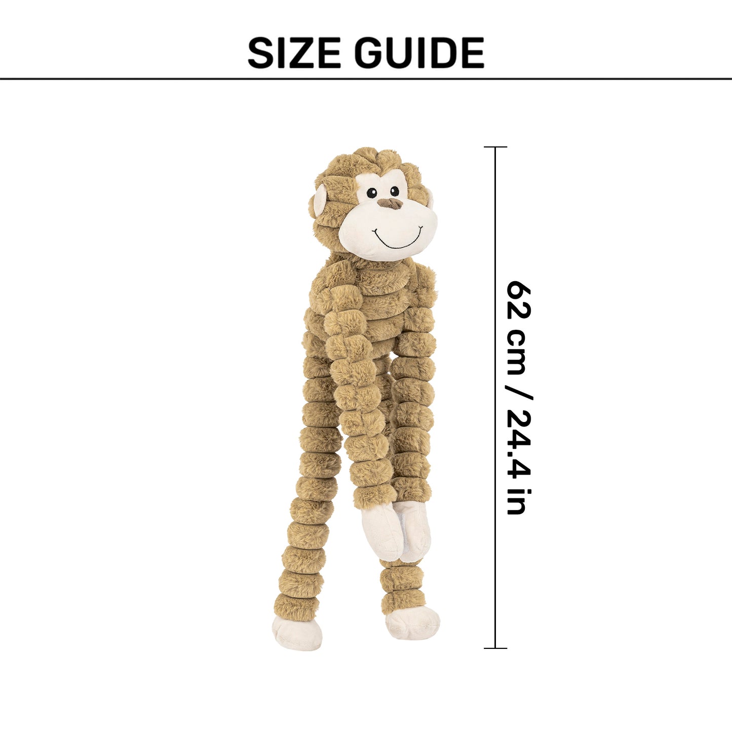 HUFT Mister Monkee Plush Toy For Dog - Brown - Heads Up For Tails