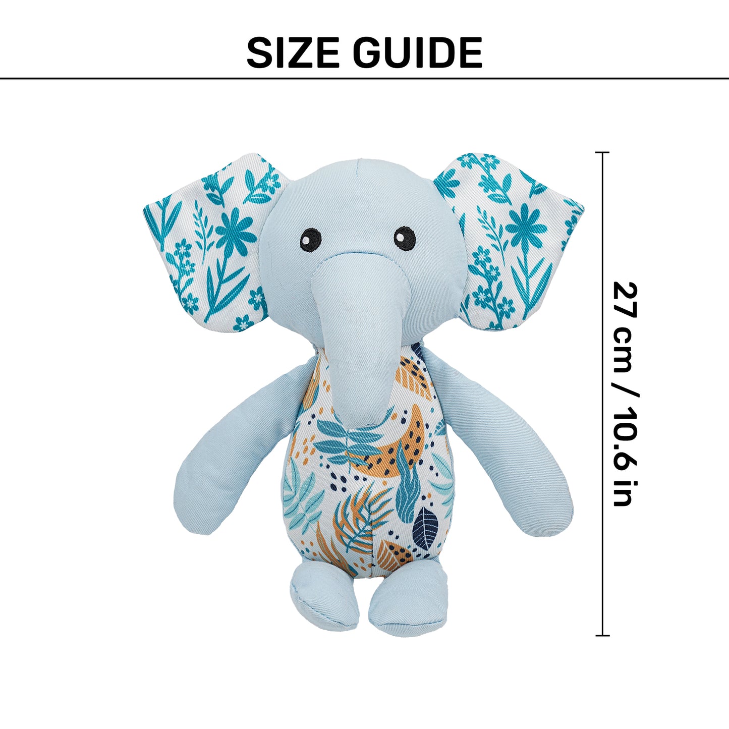 HUFT Elle The Elephant Squeaky Toy For Puppies - Light Blue - Heads Up For Tails