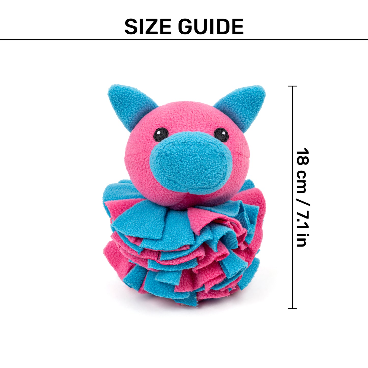 TLC Snuffle Pig Squeaky Plush Toy For Dog - Pink & Blue - Heads Up For Tails