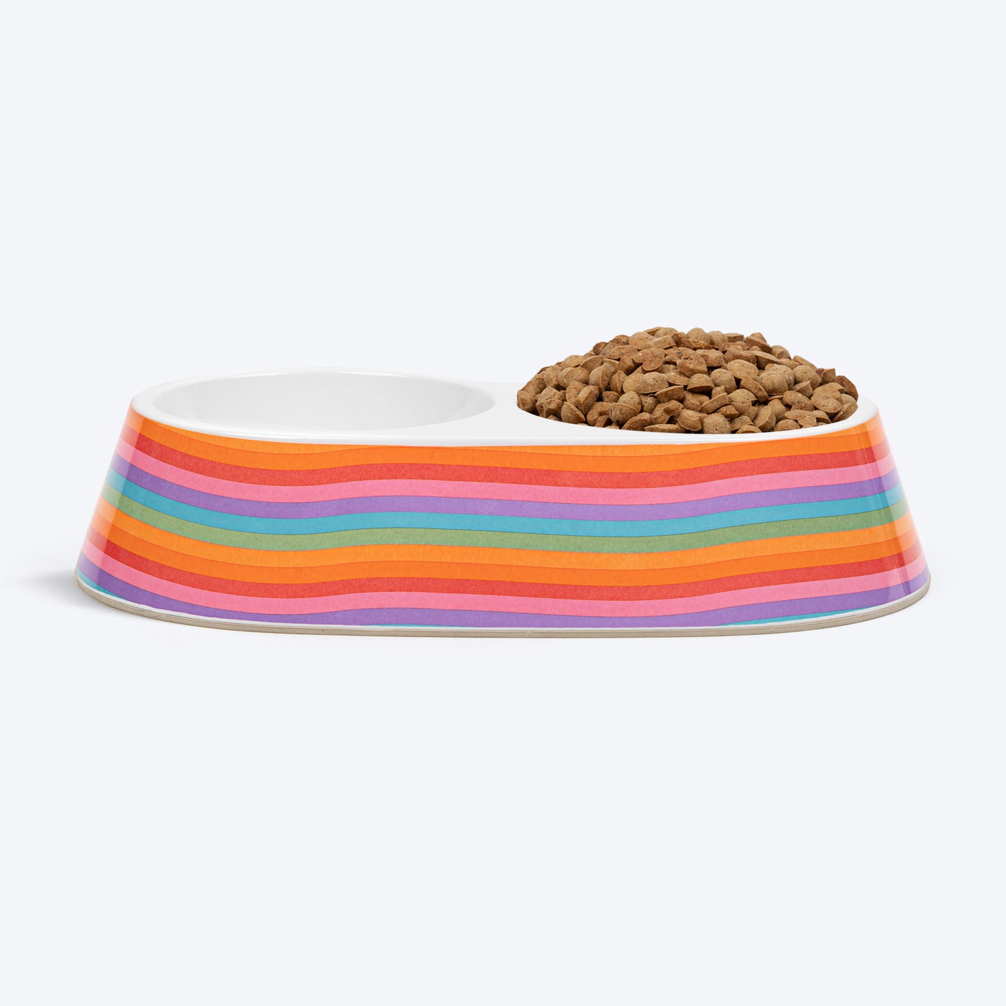 HUFT Rainbow Splash Printed Melamine Double Diner For Dog - Multicolor - Heads Up For Tails