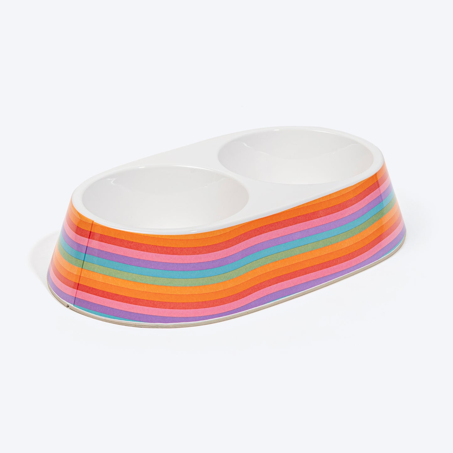 HUFT Rainbow Splash Printed Melamine Double Diner For Dog - Multicolor - Heads Up For Tails