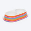 HUFT Rainbow Splash Printed Melamine Double Diner For Dog - Multicolor - Heads Up For Tails