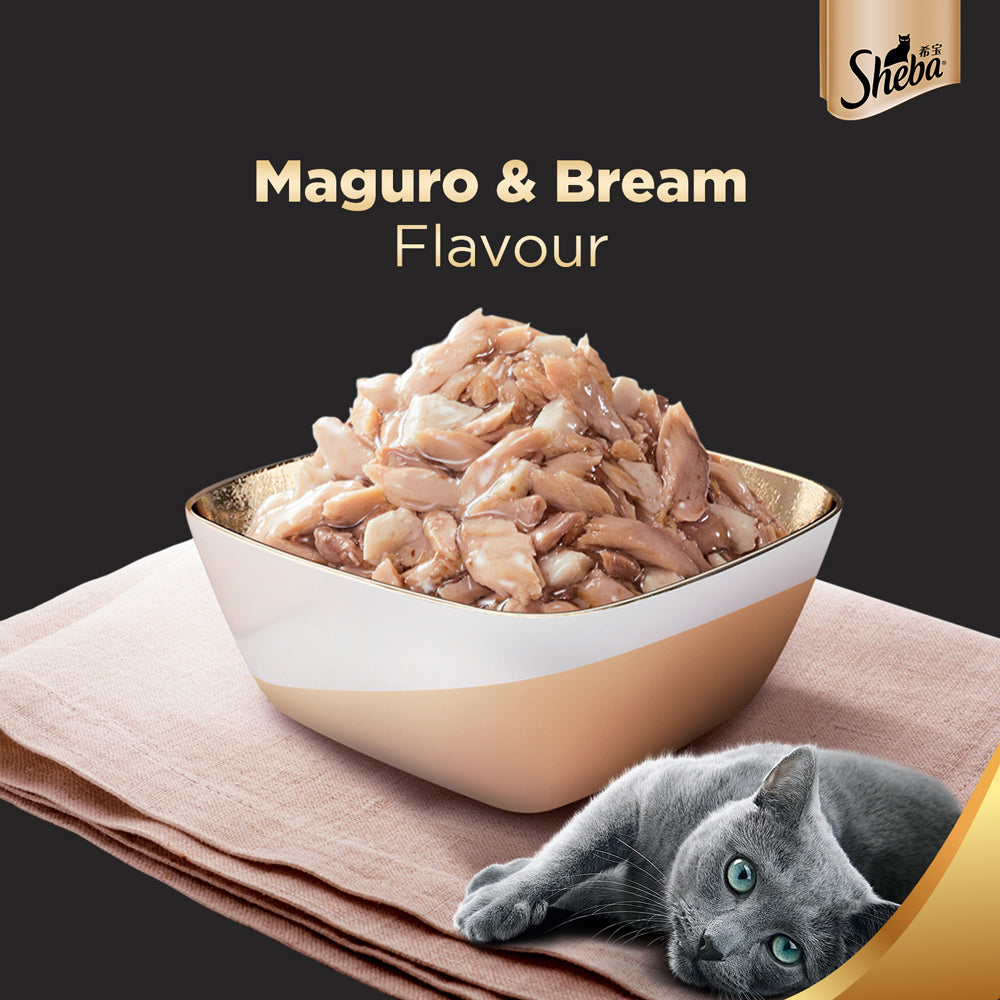Sheba Maguro & Bream Wet Cat Food - 35 gm Packs - Heads Up For Tails