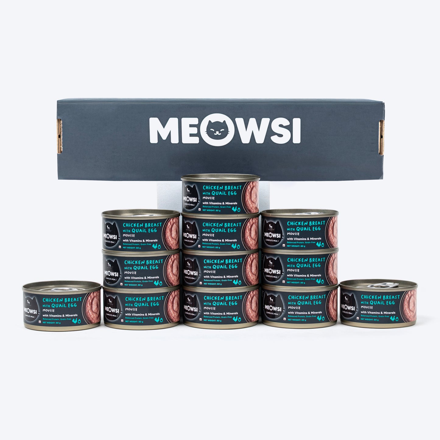 Meowsi by HUFT Chicken Breast With Quail Egg Mousse Canned Cat Wet Food-80 gm - Heads Up For Tails