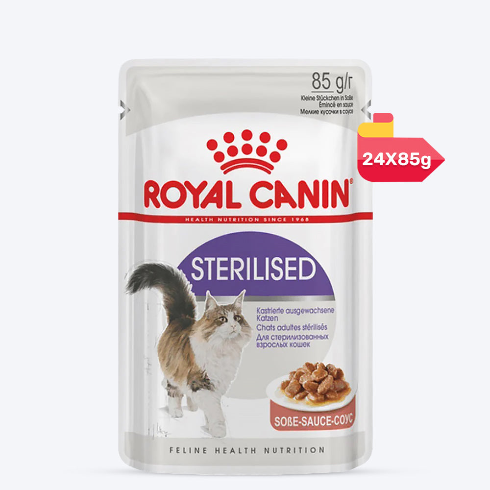 Royal Canin Sterilised/Neutered Wet Cat Food - 85 g packs - Heads Up For Tails