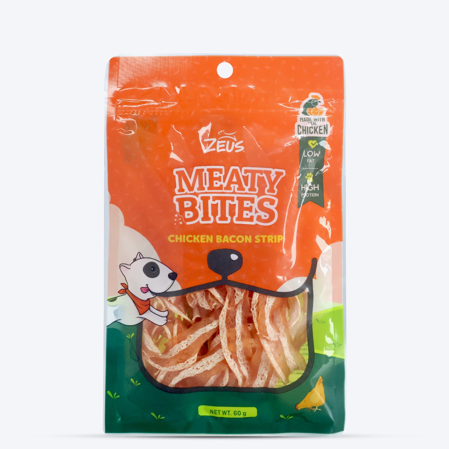 Zeus Meaty Bites Chicken Bacon Strip Dog Treats - 60 gm - Heads Up For Tails