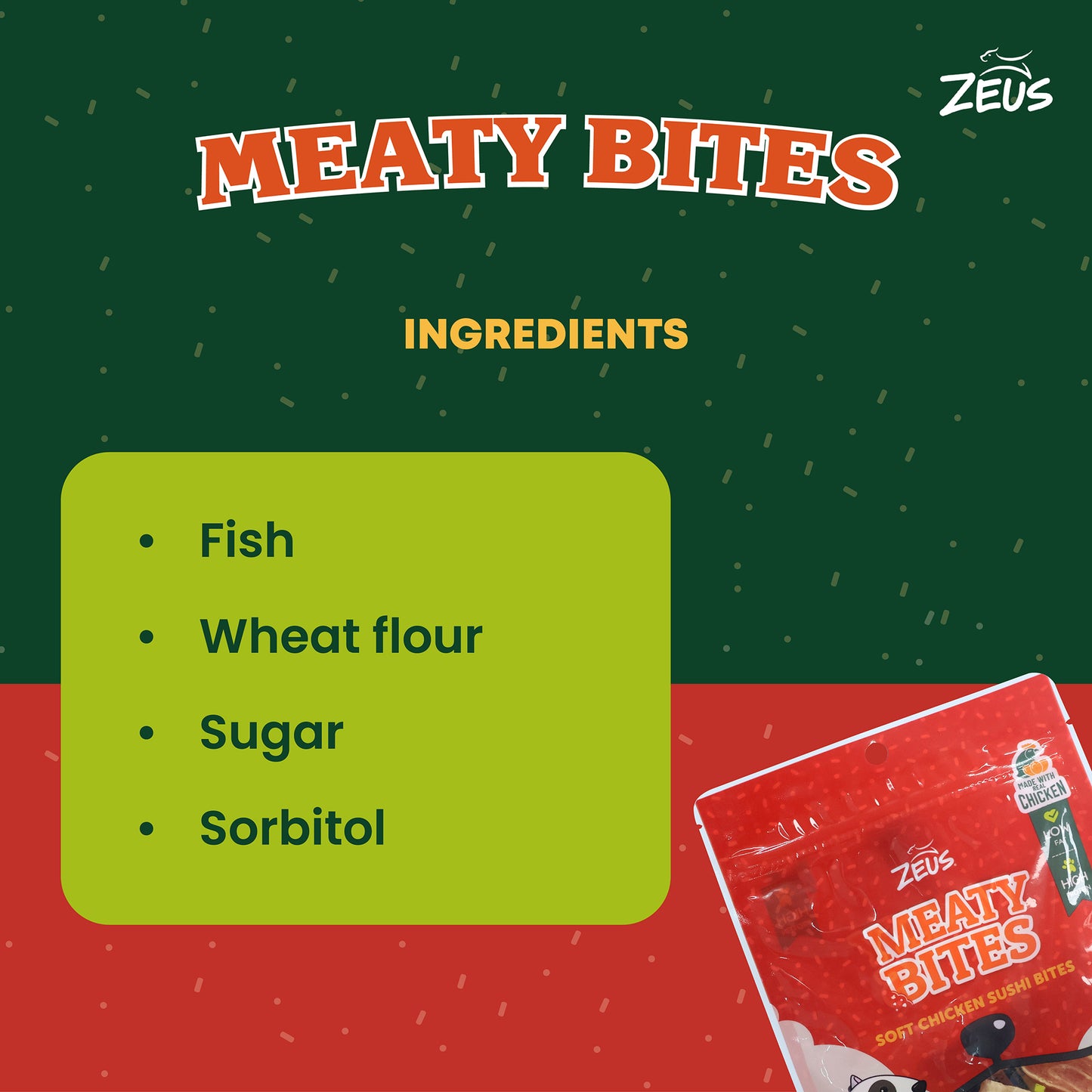Zeus Meaty Bites Soft Chicken Sushi Bites Dog Treats - 60 gm - Heads Up For Tails