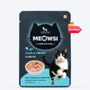 Meowsi by HUFT Tuna & Shrimp in Broth Cat Wet Food, 80 gm, complete meal with vitamins and minerals, grain-free.