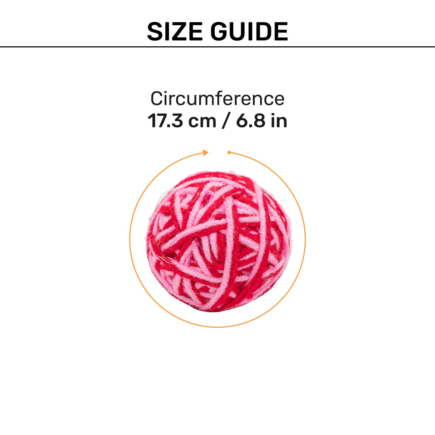 TLC Knotty Rattle Ball Interactive Toy For Cat - Red & Pink - Heads Up For Tails