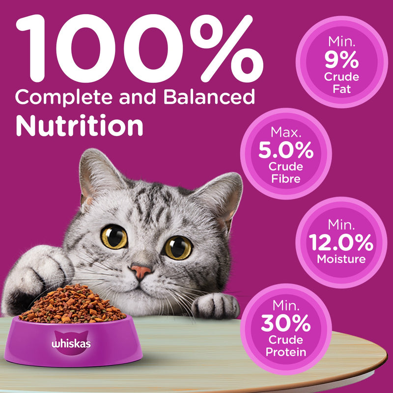 Whiskas Adult (1+ Years) Chicken Flavour Dry Food For Adult Cat - Heads Up For Tails