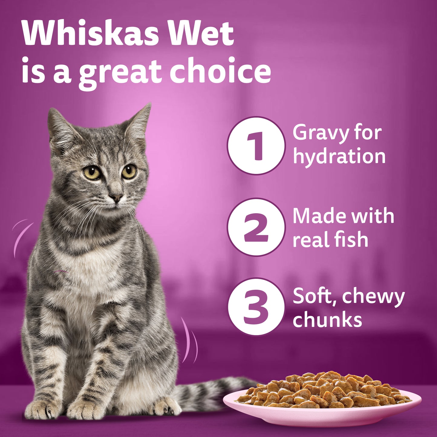 Whiskas Salmon in Gravy (1+ Years) Wet Food For Adult Cat - 80 gm Pack - Heads Up For Tails