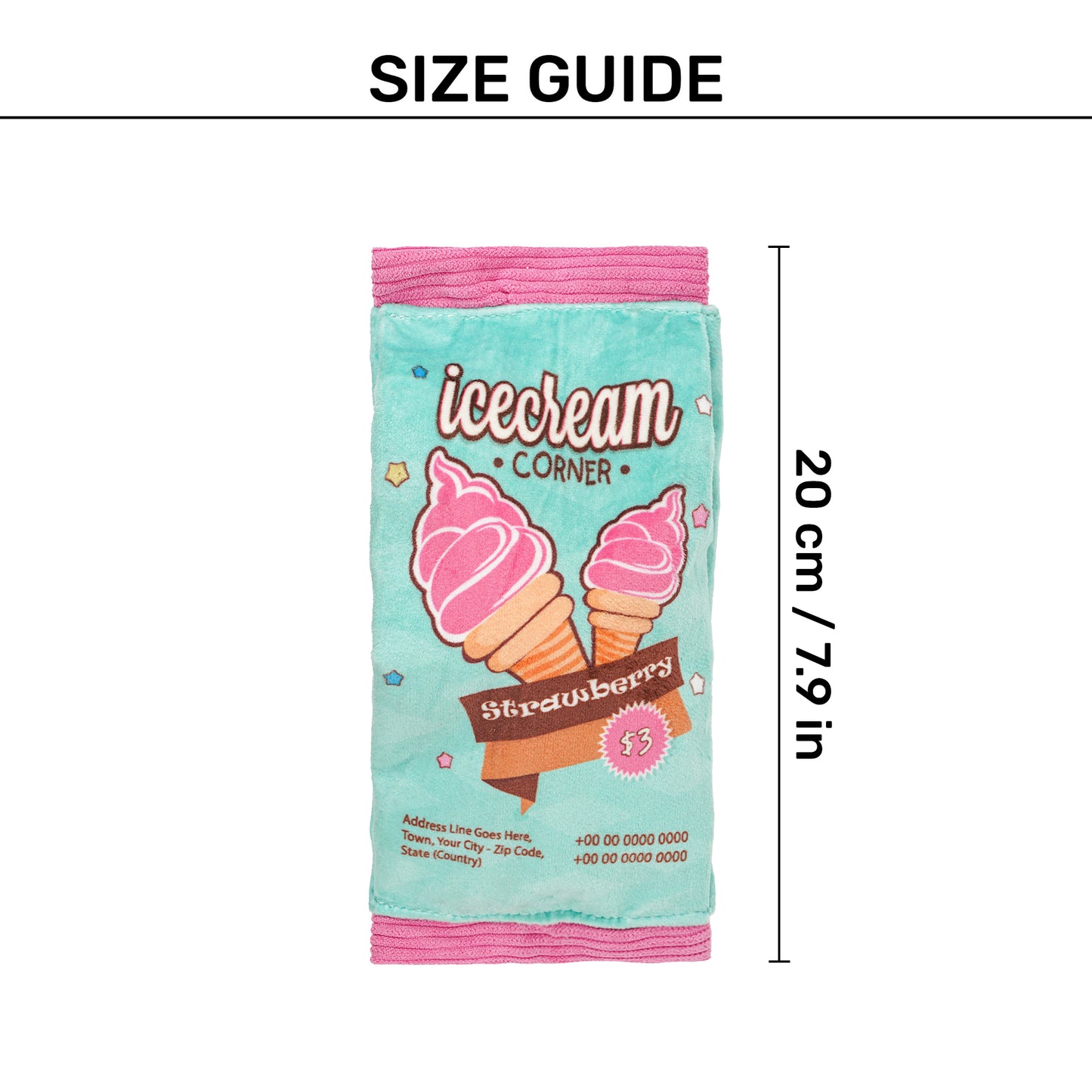 HUFT Pupscoop Crinkly Toy For Dog - Light Turquoise & Pink - Heads Up For Tails