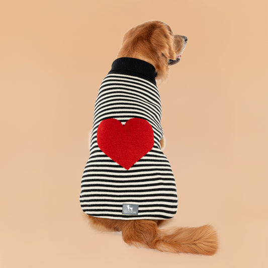 HUFT Sweetheart Stripe Sweater For Dog - Black & White