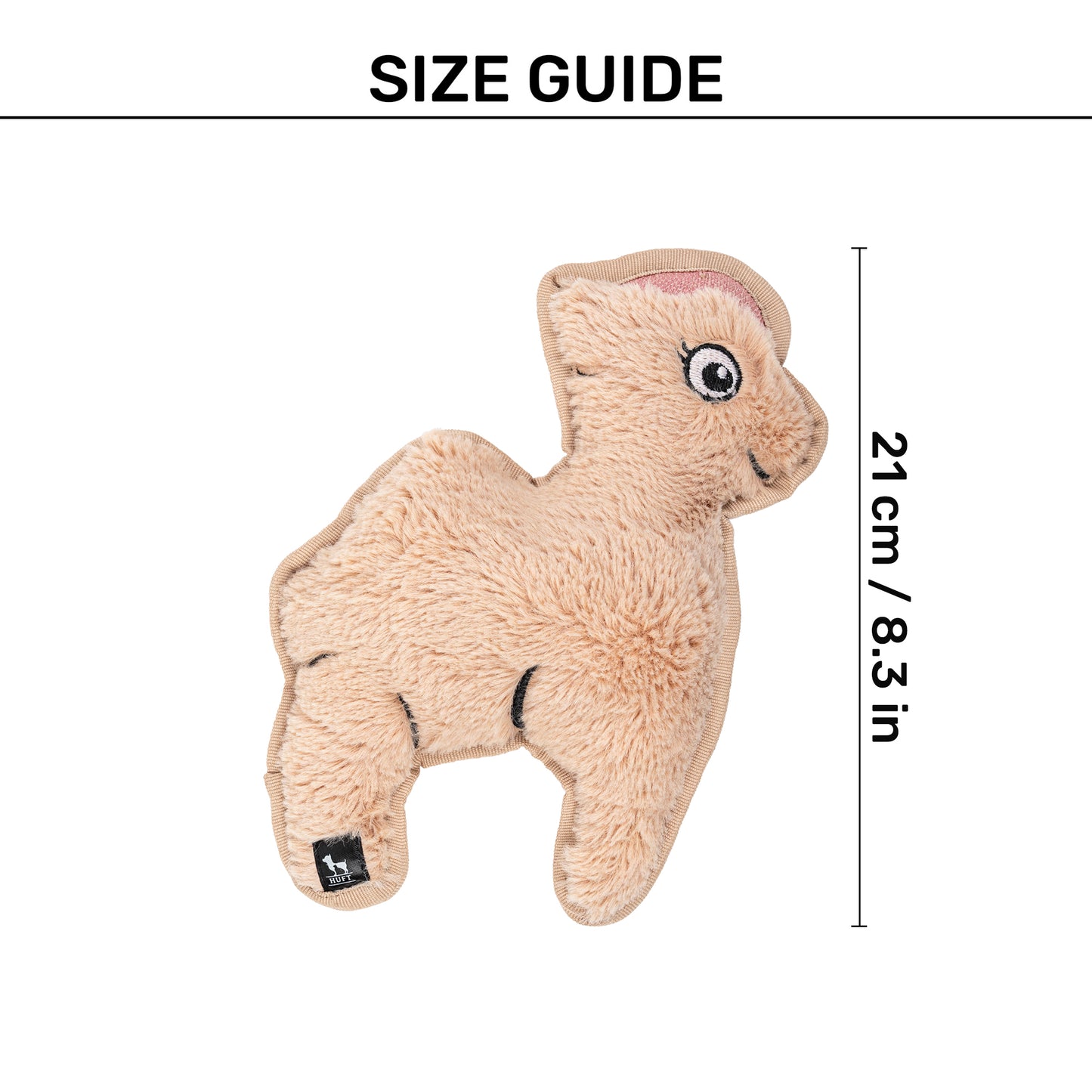 HUFT Snuggellama Squeaky Cuddle Plush Toy For Dog - Brown - Heads Up For Tails