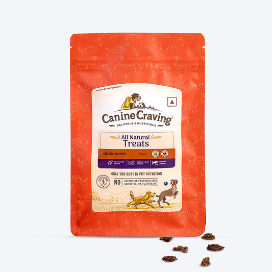 Canine Craving All Natural Grain Free Duck Cubes Dog Treats - 70 g - Heads Up For Tails