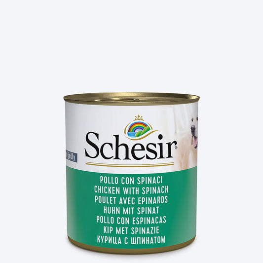Schesir 45% Chicken with Spinach Canned Wet Dog Food - 285 g - Heads Up For Tails