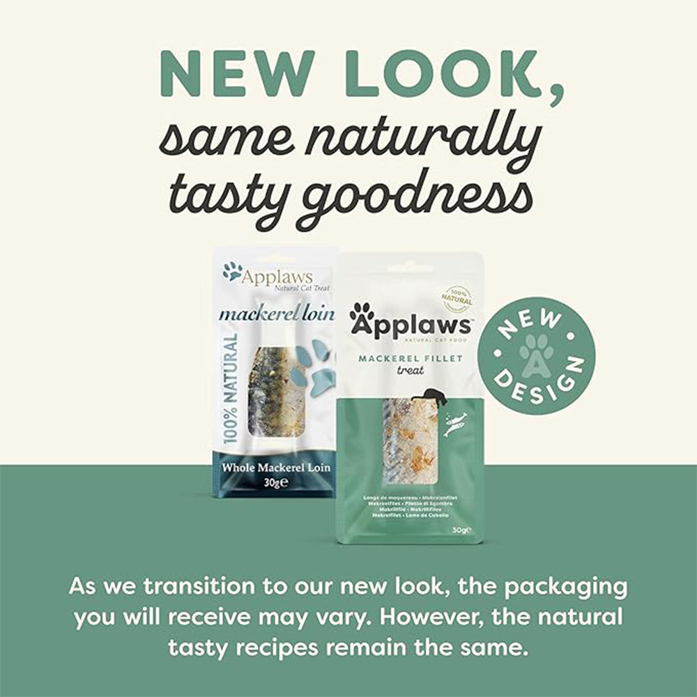 Applaws 100% Natural Whole Mackerel Loin Cat Treat - 30 g - Heads Up For Tails