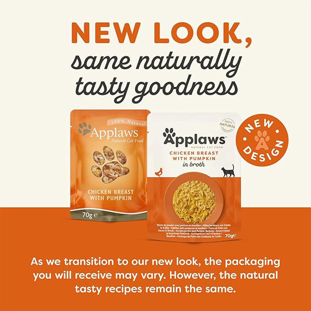 Applaws 75% Chicken Breast with Pumpkin in Broth Natural Wet Cat Food - 70 g - Heads Up For Tails