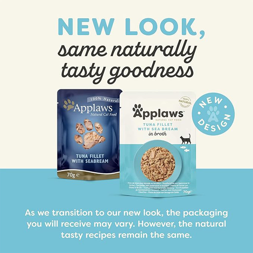 Applaws Natural Tuna Fillet With Sea Bream Adult Cat Wet Food - 70 gm - Heads Up For Tails