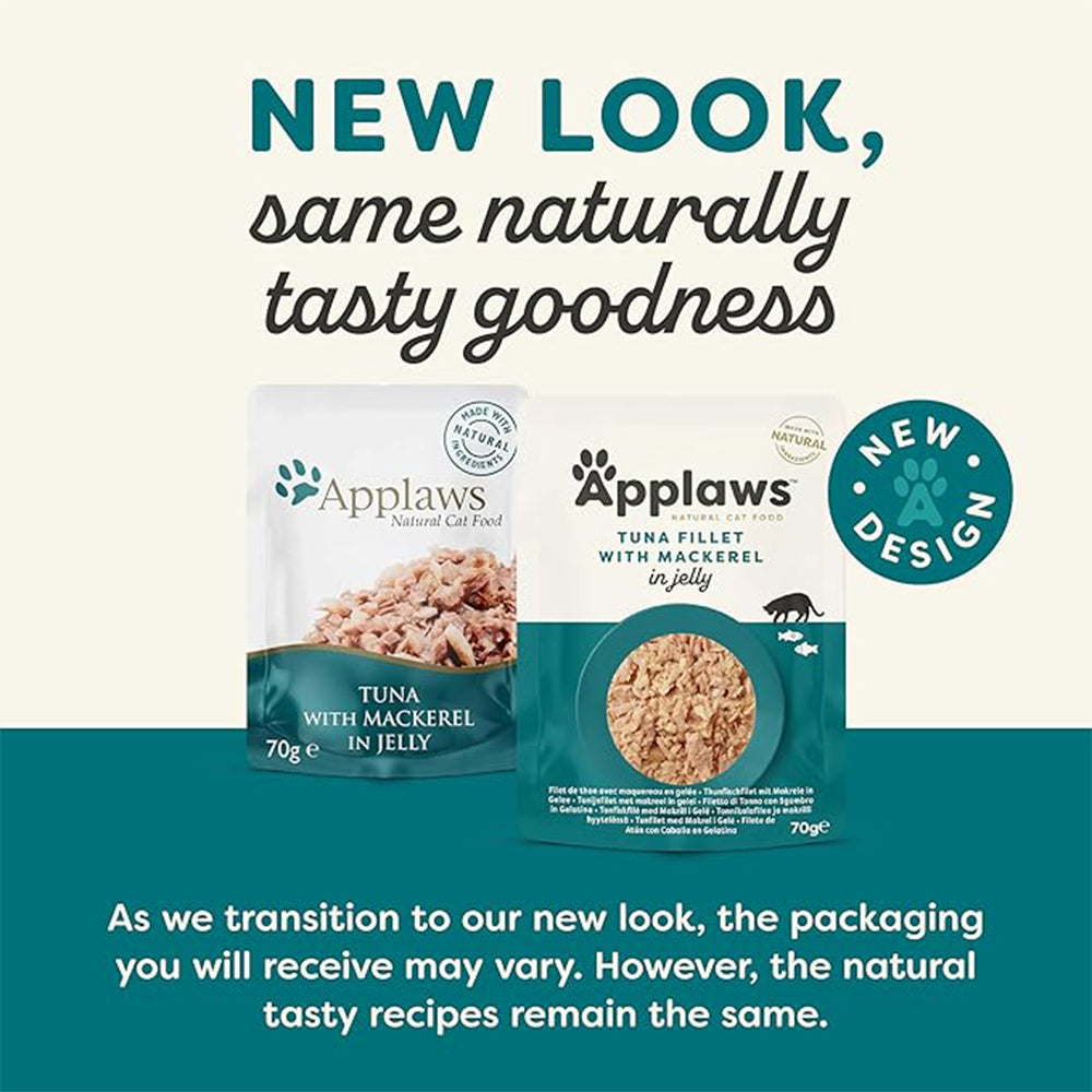 Applaws Natural 55% Tuna with 8.5% Mackerel in Jelly Wet Cat Food - 70 g - Heads Up For Tails