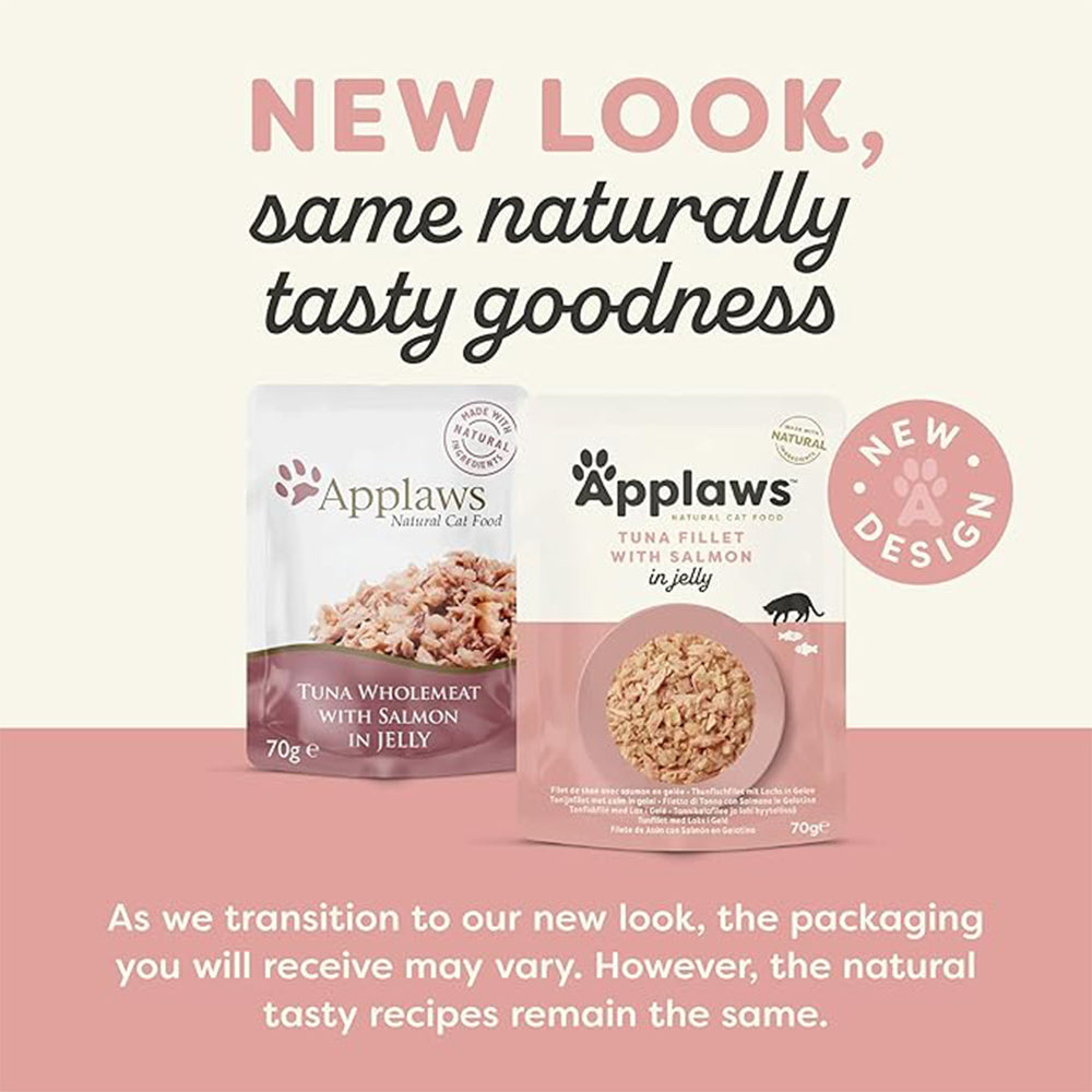 Applaws Natural Cat 55% Tuna with 7% Salmon in Jelly Wet Cat Food - 70 g - Heads Up For Tails
