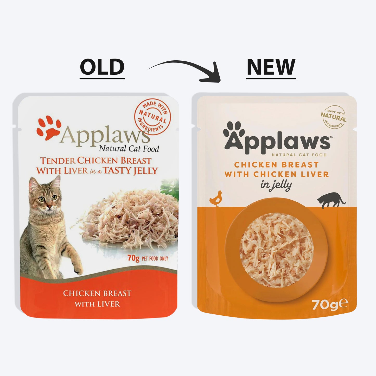 Applaws Natural Tender 55% Chicken Breast with Liver in Jelly Wet Cat Food - 70 g - Heads Up For Tails