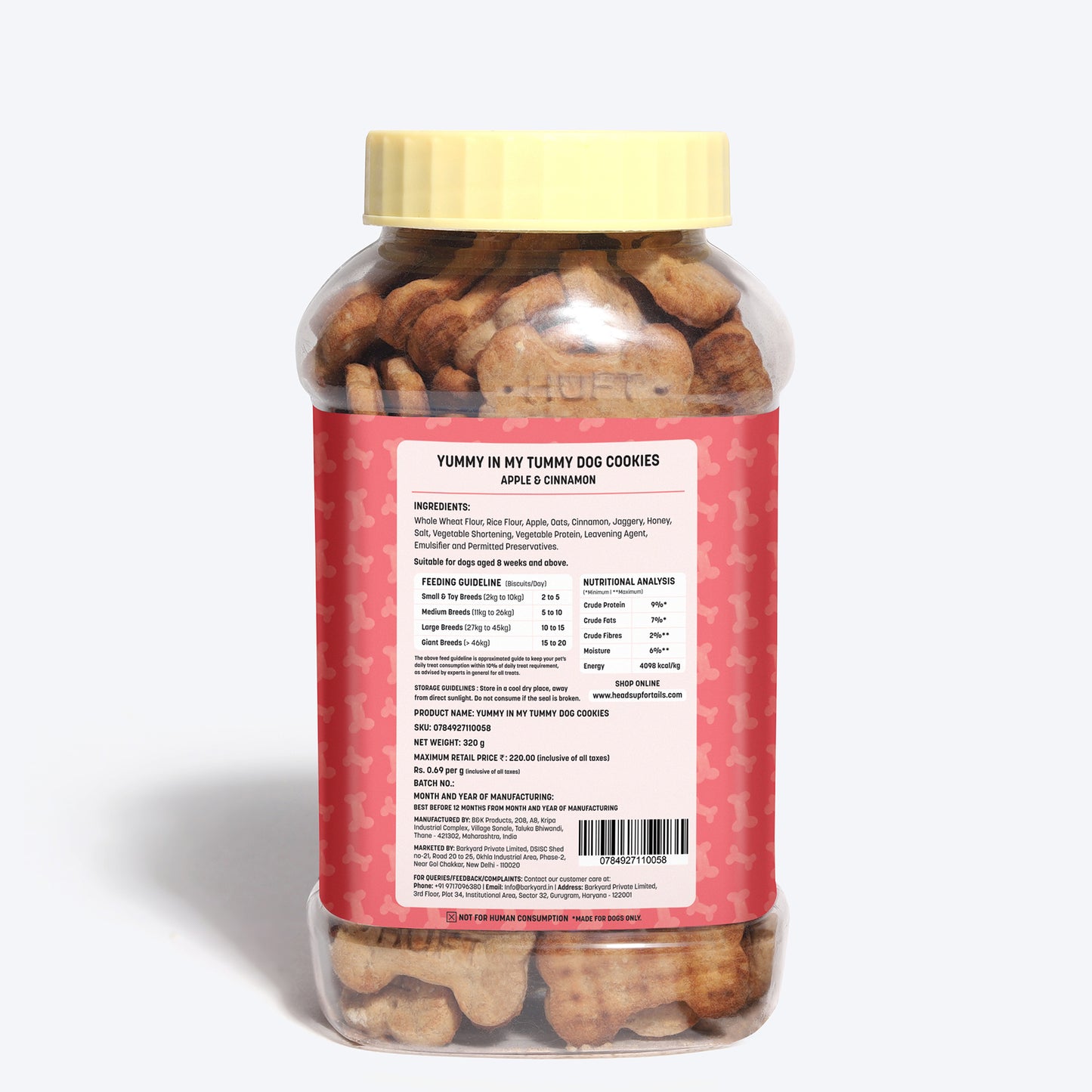 HUFT YIMT Apple & Cinnamon Vegetarian Dog Biscuits - Heads Up For Tails