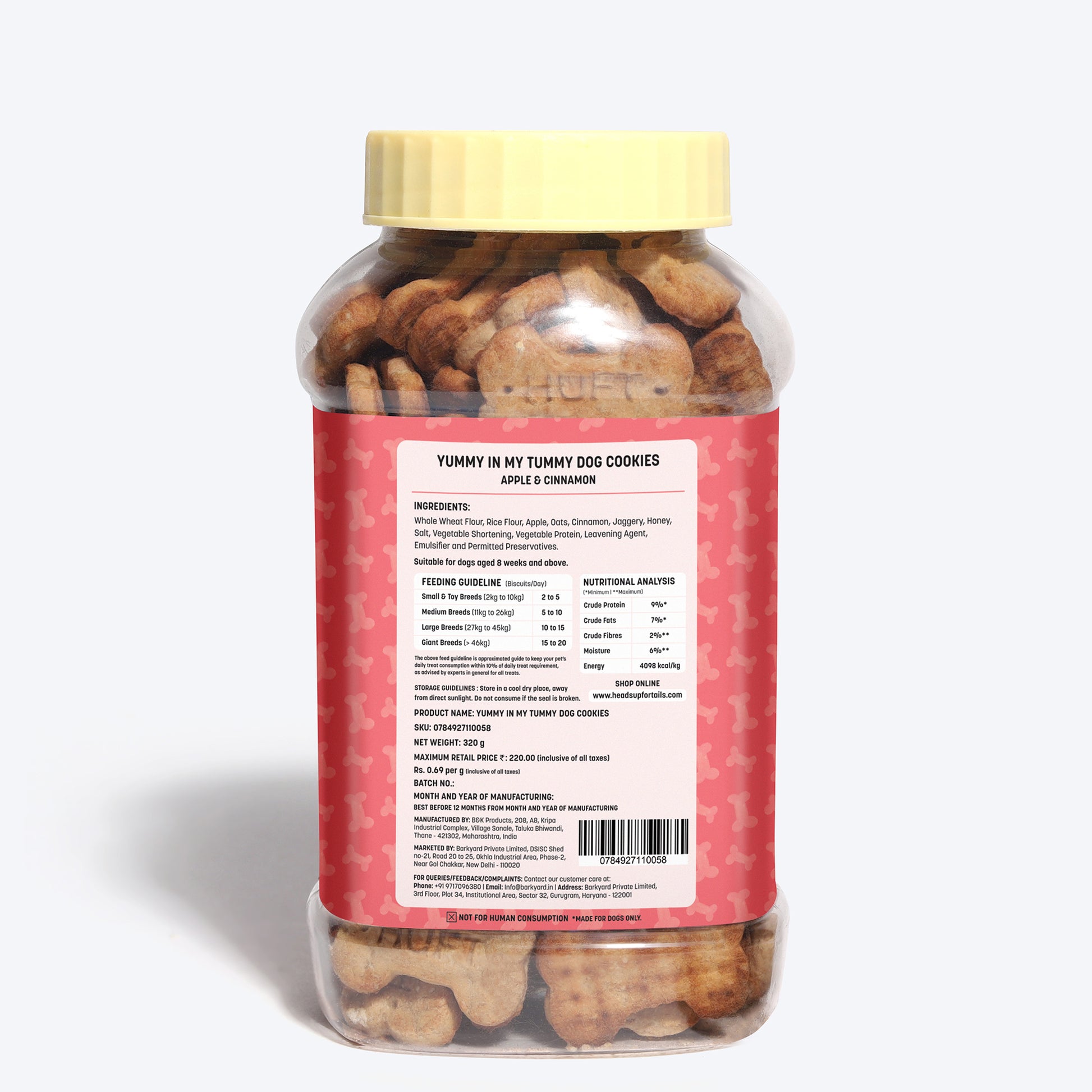 HUFT YIMT Apple & Cinnamon Vegetarian Dog Biscuits - Heads Up For Tails
