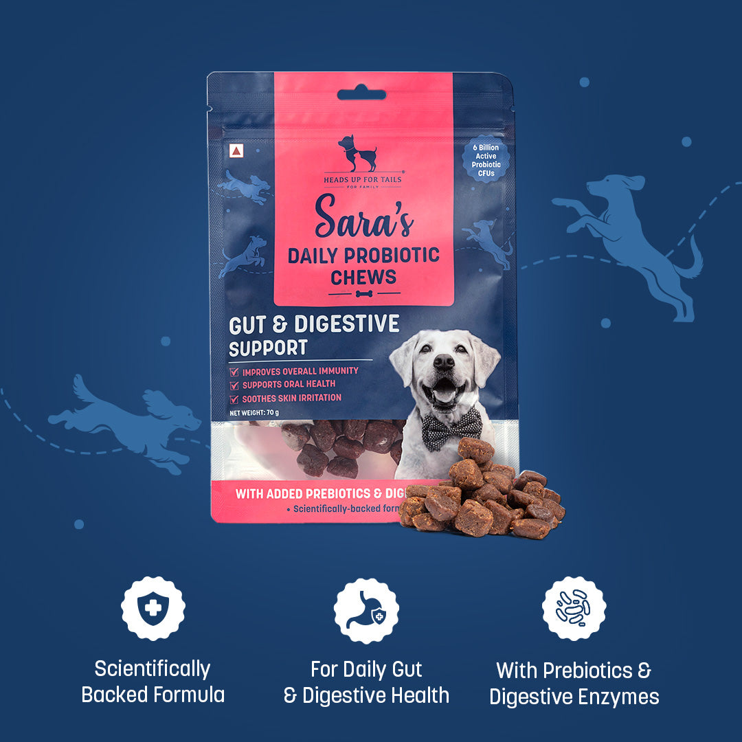 Sara's Daily Probiotic Chews: Gut & Digestive Support Treats For Dog - 70 gm