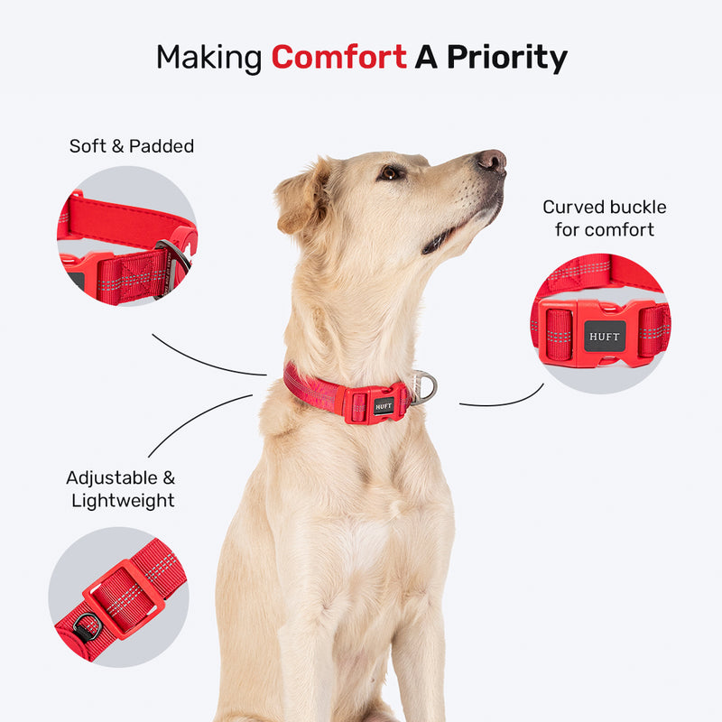 HUFT Comfort Plus Collar For Dog - Red - Heads Up For Tails