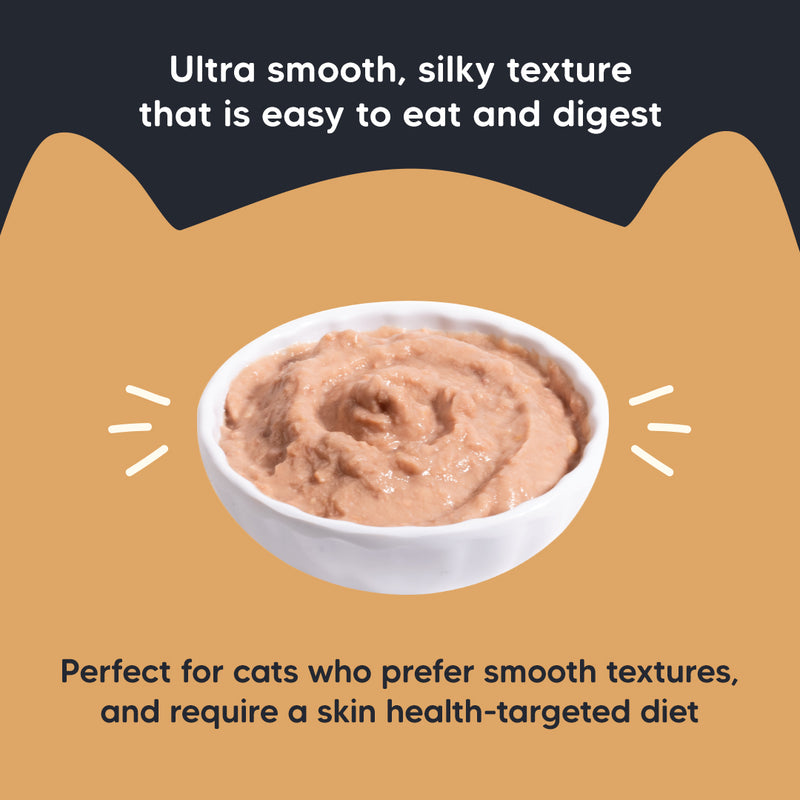 Meowsi by HUFT Skin & Coat Salmon & Chicken Mousse Cat Wet Food, 70 gm, with vitamins and minerals, grain-free.