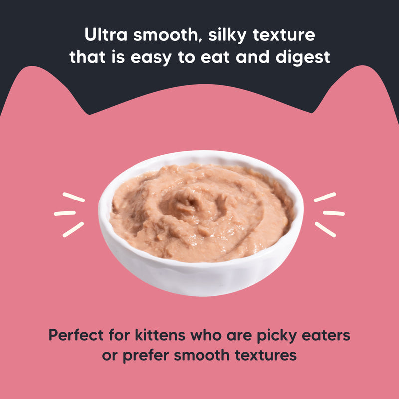 Meowsi by HUFT Chicken Mousse Kitten Wet Food, 70 gm, complete meal with vitamins and minerals, grain-free.