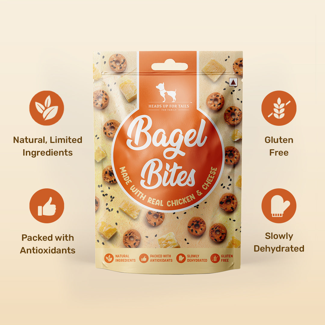 HUFT Bagel Bites Made With Real Chicken & Cheese Treat For Dog - 140 gm - Heads Up For Tails