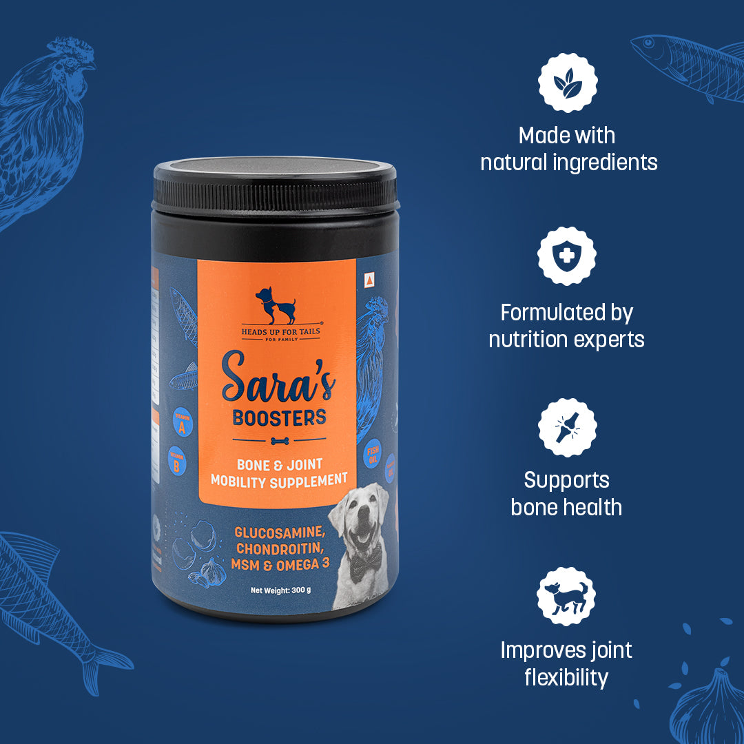 Sara's Boosters Bone & Joint Mobility Supplement For Dog - 300 gm - Heads Up For Tails