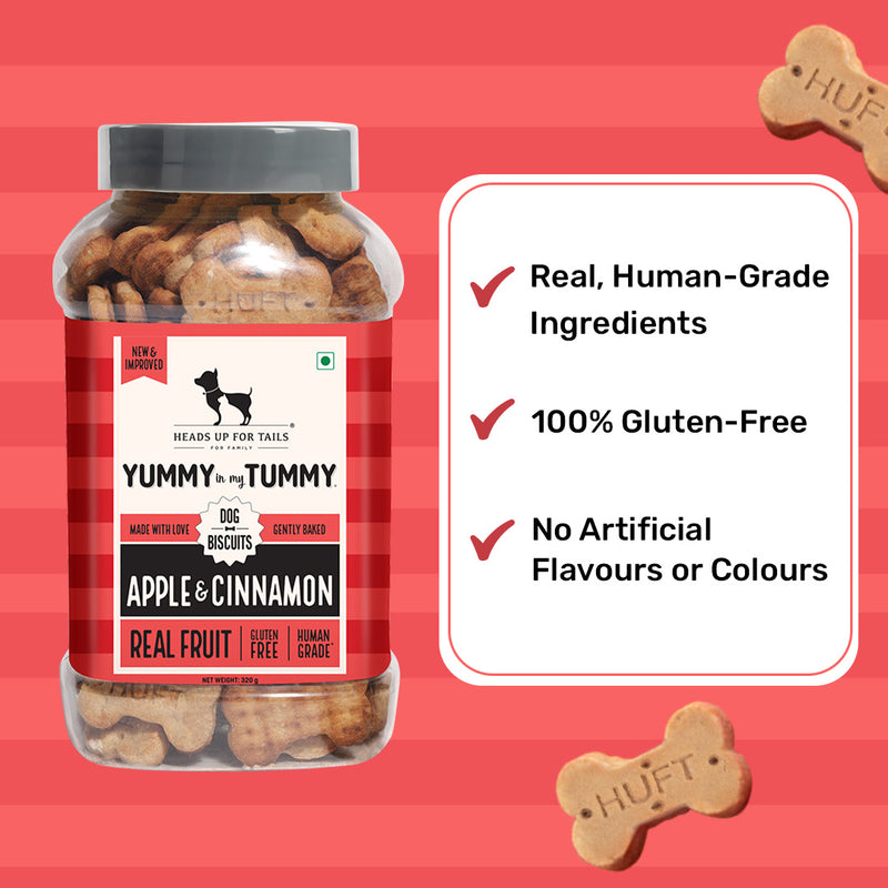 HUFT Yummy In My Tummy Apple & Cinnamon Vegetarian Gluten Free Dog Biscuit - Heads Up For Tails