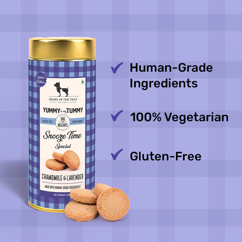 HUFT YIMT Snooze Time Special Chamomile & Lavender Dog Biscuits, 200 gm, gluten-free, vegetarian, gently baked