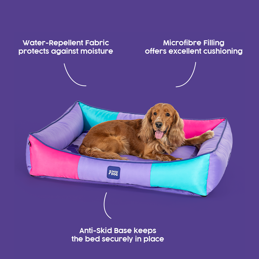 Dash Dog Color Cascade Water Repellent Lounger Dog Bed - Multicolor - Heads Up For Tails