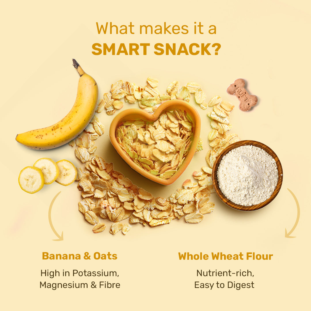 HUFT YIMT Banana & Oats Vegetarian Dog Biscuits - Heads Up For Tails