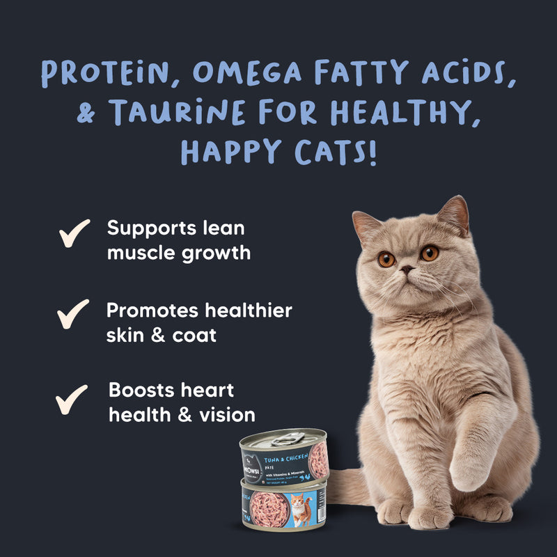 Meowsi by HUFT Tuna & Chicken pâté Canned Cat Wet Food, 80 gm, grain-free with vitamins and minerals.