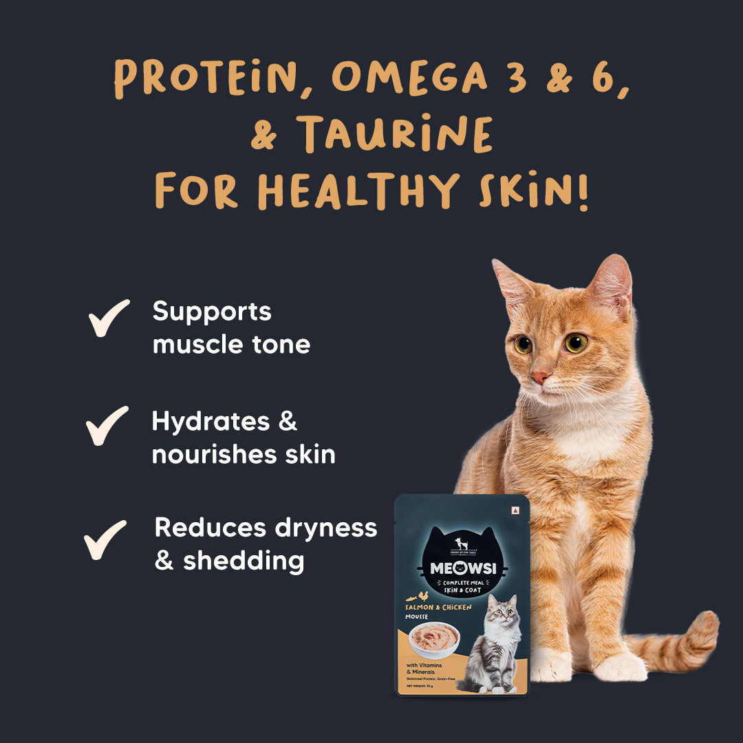 Meowsi by HUFT Skin & Coat Salmon & Chicken Mousse Cat Wet Food - 70 gm - Heads Up For Tails