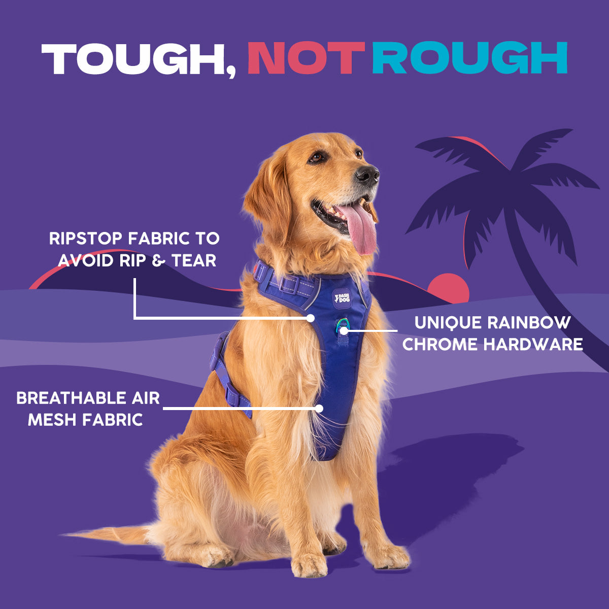 Dash Dog Zoom Walk Along Harness - Violet & Red - Heads Up For Tails