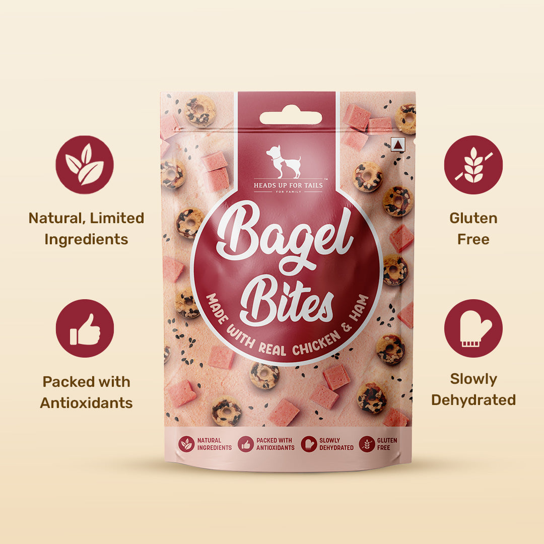 HUFT Bagel Bites Made With Real Chicken & Ham Treat For Dog - 140 gm - Heads Up For Tails