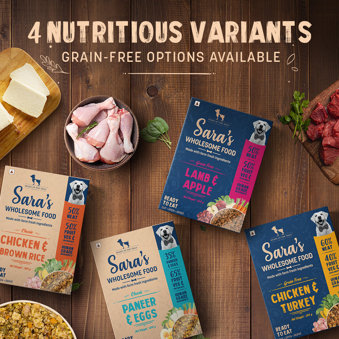 HUFT Sara's Wholesome Food - Classic Paneer And Eggs Dog Food (300gm Pack) - Heads Up For Tails