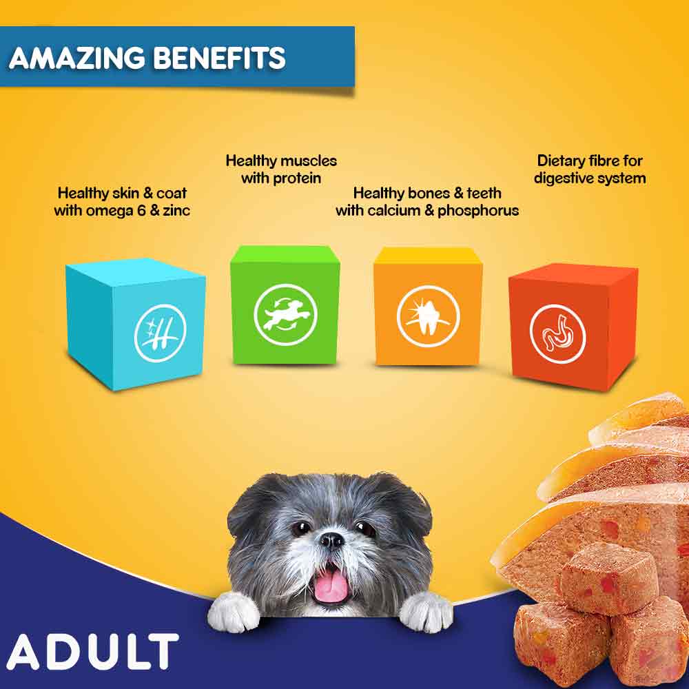 Pedigree Chicken Grilled Liver In Loaf With Vegetables Adult Dog Wet Food - 70 gm Packs - Heads Up For Tails