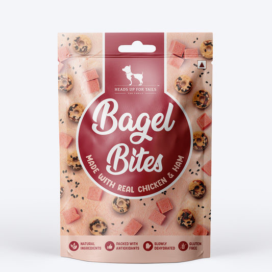 HUFT Bagel Bites Made With Real Chicken & Ham Treat For Dog - 140 gm - Heads Up For Tails