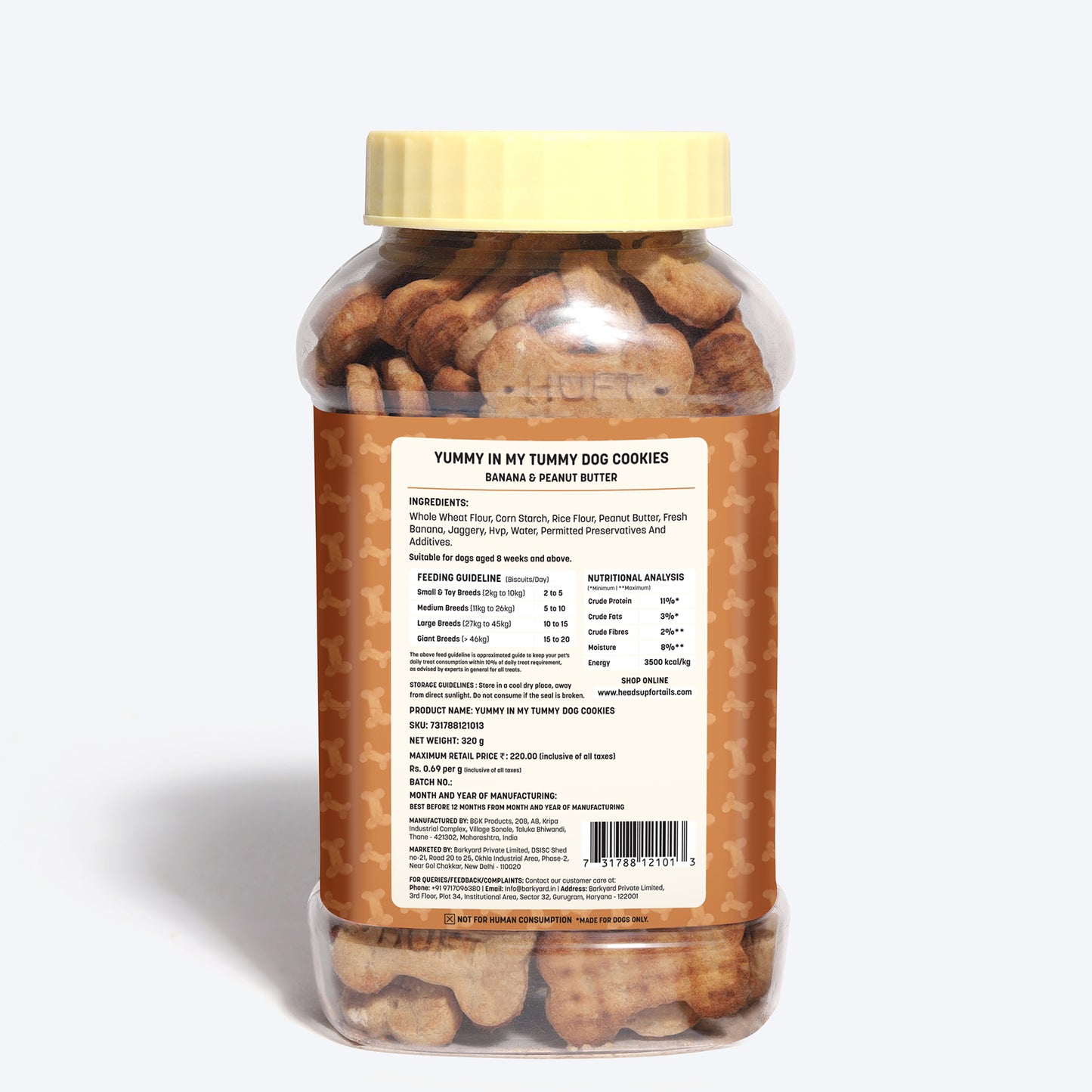 HUFT YIMT Banana & Peanut Butter Dog Biscuits - Heads Up For Tails