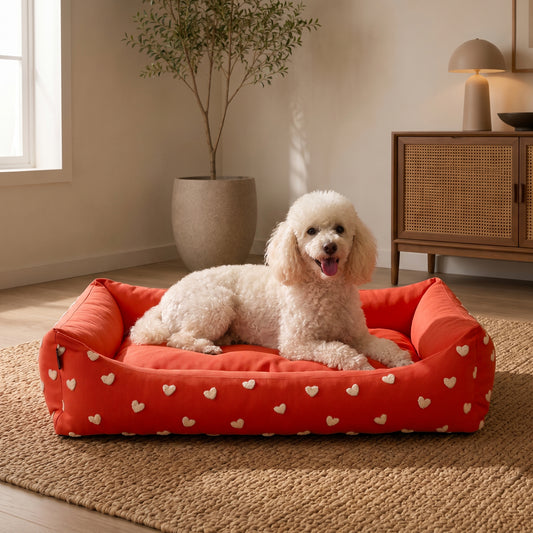 HUFT Sweethearts Lounger Bed For Dog - Red