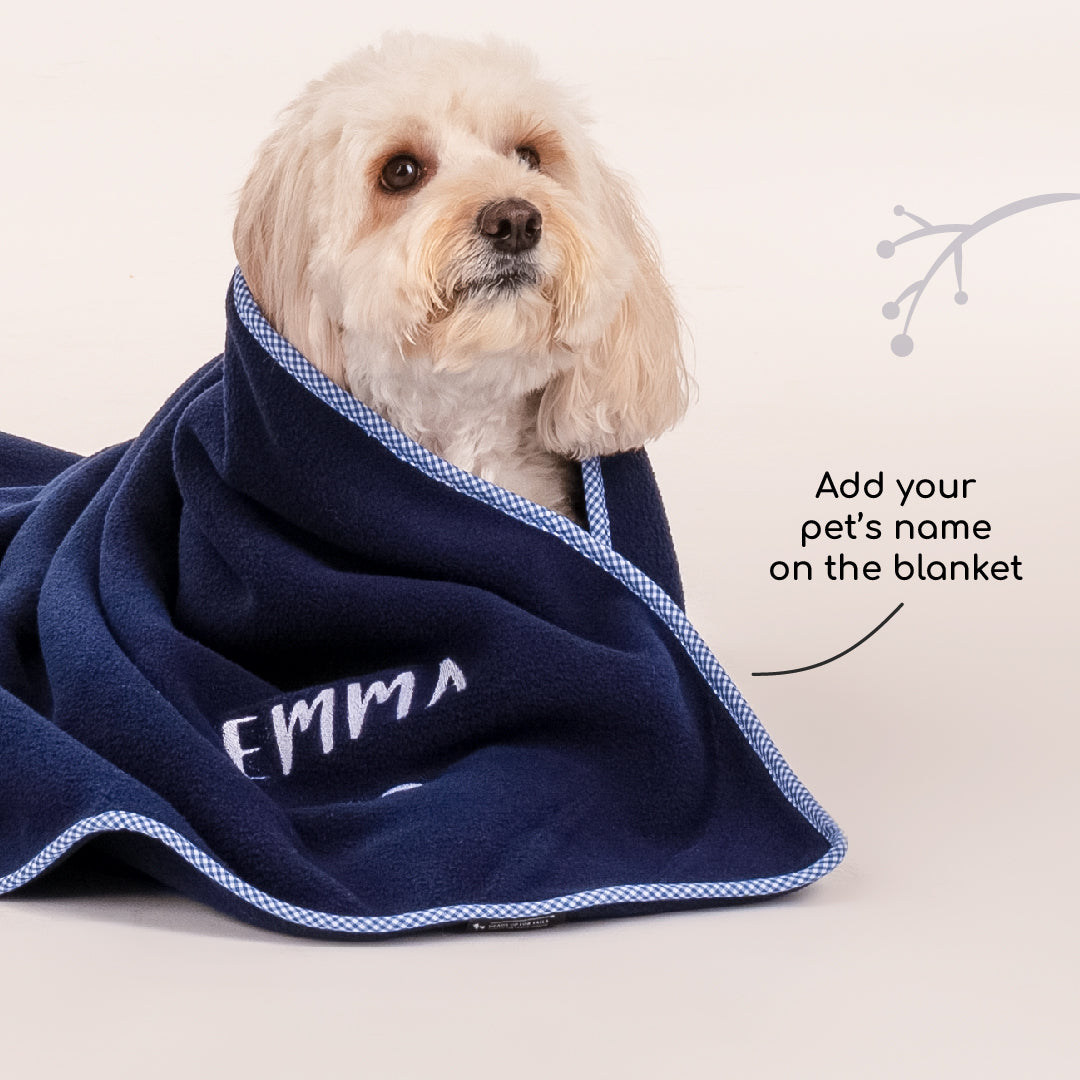 HUFT Personalised Snuggle Blanket For Dog & Cat - Navy - Heads Up For Tails