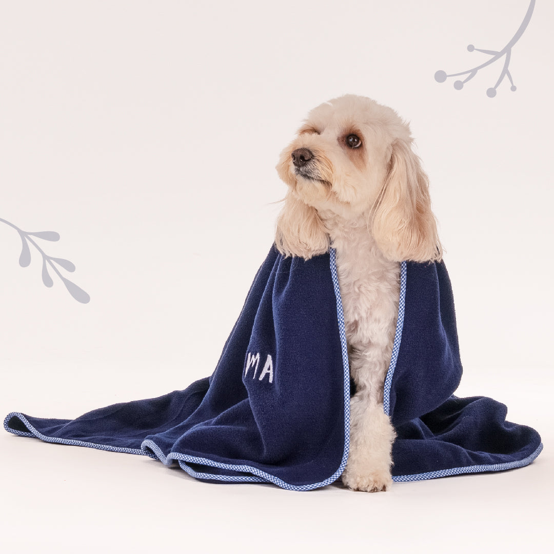 HUFT Personalised Snuggle Blanket For Dog & Cat - Navy - Heads Up For Tails